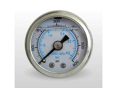 Marshall Instruments WS White PSI/kPa/Bar Dial 1.50-Inch Liquid Filled Mechanical Gauge; 0-600 PSI (Universal; Some Adaptation May Be Required)