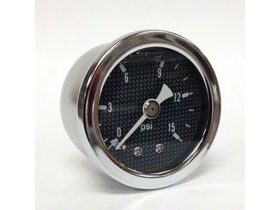 Marshall Instruments CF Carbon Fiber Look Dial 1.50-Inch Liquid Filled Mechanical Gauge; 0-15 PSI (Universal; Some Adaptation May Be Required)