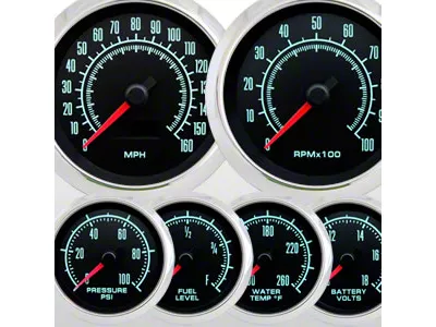Marshall Instruments COMP II 60's Muscle 6-Gauge Set; Polished Stainless Steel Bezel (Universal; Some Adaptation May Be Required)