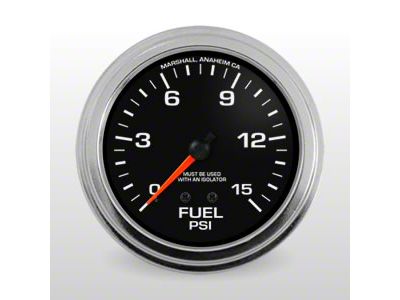 Marshall Instruments COMP II Black Dial 2-5/8-Inch Fuel Pressure Gauge; 0-15 PSI (Universal; Some Adaptation May Be Required)