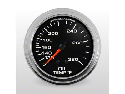 Marshall Instruments COMP II Black Dial 2-5/8-Inch Oil Temperature Gauge; 100-280 Fahrenheit (Universal; Some Adaptation May Be Required)