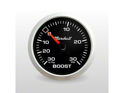 Marshall Instruments COMP II LED Black Dial 2-1/16-Inch Vacuum/Boost Gauge; 0-30 PSI; Mechnical; Silver Aluminum Bezel (Universal; Some Adaptation May Be Required)