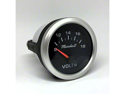 Marshall Instruments COMP II LED Black Dial 2-1/16-Inch Volt Gauge; 8-18V; Silver Aluminum Bezel (Universal; Some Adaptation May Be Required)