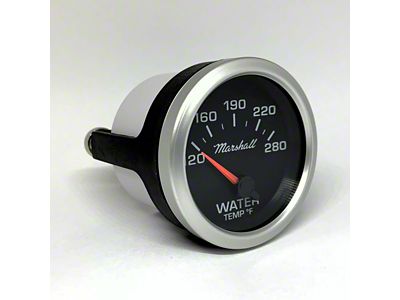 Marshall Instruments COMP II LED Black Dial 2-1/16-Inch Water Temperature Gauge; 120-280 Fahrenheit; Silver Aluminum Bezel (Universal; Some Adaptation May Be Required)