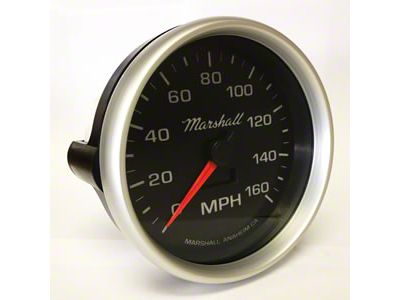 Marshall Instruments COMP II LED Black Dial 5-Inch In-Dash Electric Programmable Speedometer; 0-160MPH; Silver Aluminum Bezel (Universal; Some Adaptation May Be Required)