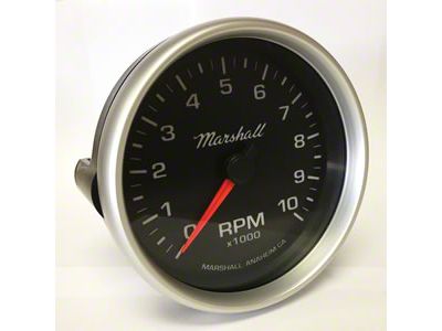 Marshall Instruments COMP II LED Black Dial 5-Inch In-Dash Tachometer; 0-10,000 RPM; Silver Aluminum Bezel (Universal; Some Adaptation May Be Required)