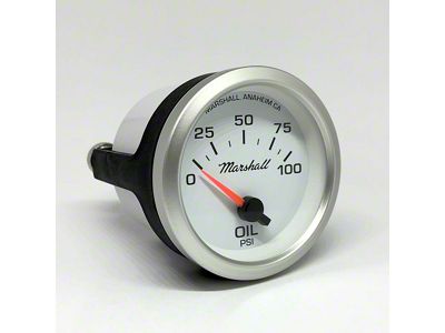 Marshall Instruments COMP II LED White Dial 2-1/16-Inch Oil Pressure Gauge; 0-100 PSI; Silver Aluminum Bezel (Universal; Some Adaptation May Be Required)