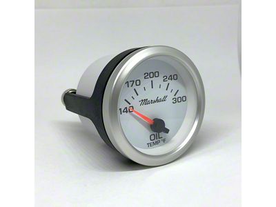 Marshall Instruments COMP II LED White Dial 2-1/16-Inch Oil Temperature Gauge; 140-300 Fahrenheit; Silver Aluminum Bezel (Universal; Some Adaptation May Be Required)