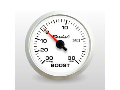 Marshall Instruments COMP II LED White Dial 2-1/16-Inch Vacuum/Boost Gauge; 0-30 PSI; Mechnical; Silver Aluminum Bezel (Universal; Some Adaptation May Be Required)