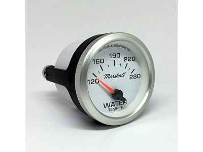 Marshall Instruments COMP II LED White Dial 2-1/16-Inch Water Temperature Gauge; 120-280 Fahrenheit; Silver Aluminum Bezel (Universal; Some Adaptation May Be Required)