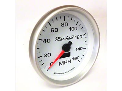 Marshall Instruments COMP II LED White Dial 5-Inch In-Dash Electric Programmable Speedometer; 0-160MPH; Silver Aluminum Bezel (Universal; Some Adaptation May Be Required)