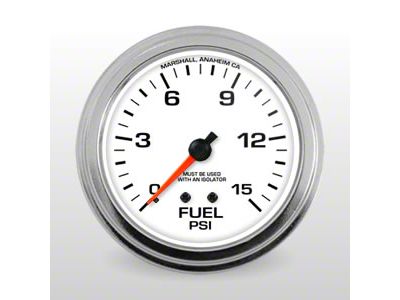 Marshall Instruments COMP II White Dial 2-5/8-Inch Fuel Pressure Gauge; 0-15 PSI (Universal; Some Adaptation May Be Required)