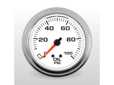 Marshall Instruments COMP II White Dial 2-5/8-Inch Oil Pressure Gauge; 0-100 PSI (Universal; Some Adaptation May Be Required)