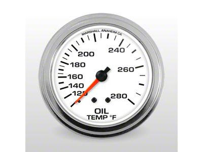 Marshall Instruments COMP II White Dial 2-5/8-Inch Oil Temperature Gauge; 100-280 Fahrenheit (Universal; Some Adaptation May Be Required)