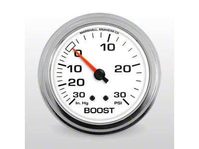 Marshall Instruments COMP II White Dial 2-5/8-Inch Vacuum/Boost Gauge; 0-30 PSI (Universal; Some Adaptation May Be Required)