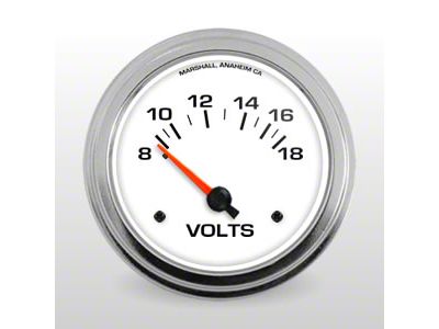 Marshall Instruments COMP II White Dial 2-5/8-Inch Volt Gauge; 8-18V (Universal; Some Adaptation May Be Required)