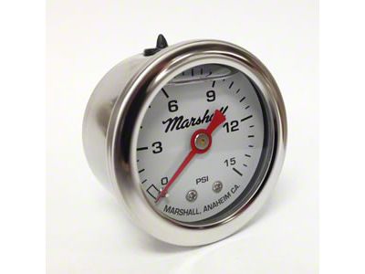 Marshall Instruments CW White Marshall Logo Dial 1.50-Inch Liquid Filled Mechanical Gauge; 0-15 PSI (Universal; Some Adaptation May Be Required)