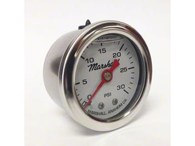 Marshall Instruments CW White Marshall Logo Dial 1.50-Inch Liquid Filled Mechanical Gauge; 0-30 PSI (Universal; Some Adaptation May Be Required)