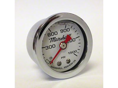 Marshall Instruments CW White Marshall Logo Dial 1.50-Inch Liquid Filled Mechanical Gauge; 0-1500 PSI (Universal; Some Adaptation May Be Required)