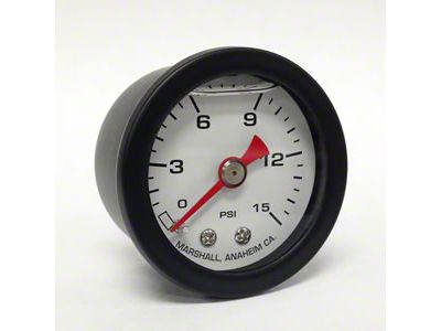 Marshall Instruments CWB White Marshall Logo Dial 1.50-Inch Liquid Filled Mechanical Gauge; 0-15 PSI (Universal; Some Adaptation May Be Required)