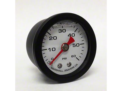 Marshall Instruments CWB White Marshall Logo Dial 1.50-Inch Liquid Filled Mechanical Gauge; 0-60 PSI (Universal; Some Adaptation May Be Required)