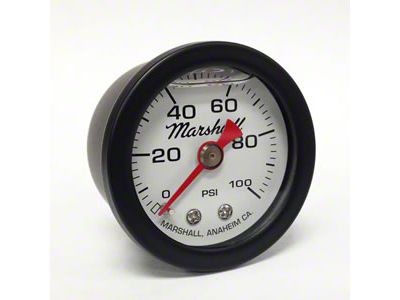 Marshall Instruments CWB White Marshall Logo Dial 1.50-Inch Liquid Filled Mechanical Gauge; 0-100 PSI (Universal; Some Adaptation May Be Required)