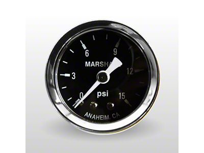 Marshall Instruments MC Black Marshall Logo Dial 1.50-Inch Dry Direct Mount Mechanical Gauge; 0-15 PSI (Universal; Some Adaptation May Be Required)