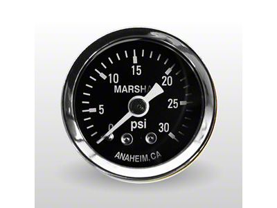 Marshall Instruments MC Black Marshall Logo Dial 1.50-Inch Dry Direct Mount Mechanical Gauge; 0-30 PSI (Universal; Some Adaptation May Be Required)