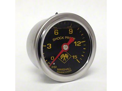Marshall Instruments MNS Midnight Black 1.50-Inch Liquid Filled Mechanical Gauge; 0-15 PSI (Universal; Some Adaptation May Be Required)