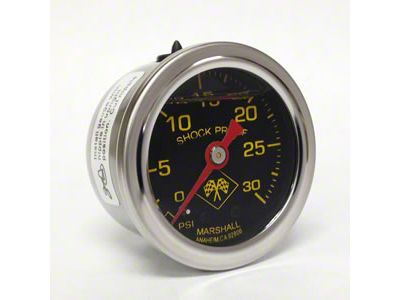 Marshall Instruments MNS Midnight Black 1.50-Inch Liquid Filled Mechanical Gauge; 0-30 PSI (Universal; Some Adaptation May Be Required)