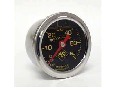 Marshall Instruments MNS Midnight Black 1.50-Inch Liquid Filled Mechanical Gauge; 0-60 PSI (Universal; Some Adaptation May Be Required)
