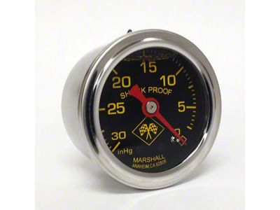 Marshall Instruments MNS Midnight Black 1.50-Inch Liquid Filled Mechanical Gauge; 0-30 in Hg Vacuum (Universal; Some Adaptation May Be Required)