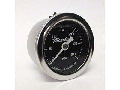 Marshall Instruments MS Black Marshall Logo Dial 1.50-Inch Liquid Filled Mechanical Gauge; 0-30 PSI (Universal; Some Adaptation May Be Required)
