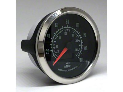 Marshall Instruments SCX 60's Muscle 3-3/8-Inch In-Dash Electric Programmable Speedometer; 0-160 MPH; Polished Stainless Steel Bezel (Universal; Some Adaptation May Be Required)
