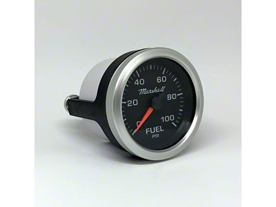 Marshall Instruments SCX Black Dial 2-1/16-Inch Fuel Pressure Gauge; 0-100 PSI; Silver Aluminum Bezel (Universal; Some Adaptation May Be Required)