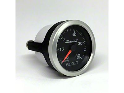 Marshall Instruments SCX Black Dial 2-1/16-Inch Vacuum/Boost Gauge; 0-30 PSI; Silver Aluminum Bezel (Universal; Some Adaptation May Be Required)
