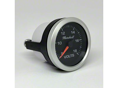 Marshall Instruments SCX Black Dial 2-1/16-Inch Volt Gauge; 8-18V; Silver Aluminum Bezel (Universal; Some Adaptation May Be Required)