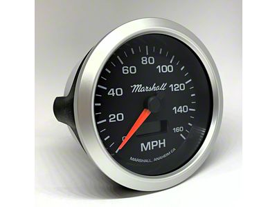 Marshall Instruments SCX Black Dial 3-3/8-Inch Electric Programmable Speedometer; 0-160 MPH; Silver Aluminum Bezel (Universal; Some Adaptation May Be Required)