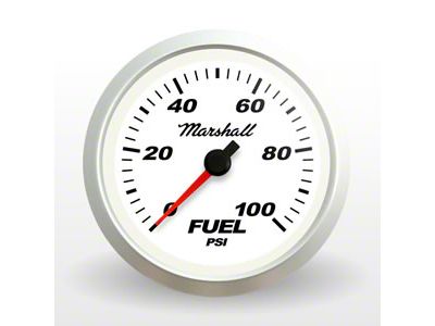 Marshall Instruments SCX White Dial 2-1/16-Inch Fuel Pressure Gauge; 0-100 PSI; Silver Aluminum Bezel (Universal; Some Adaptation May Be Required)