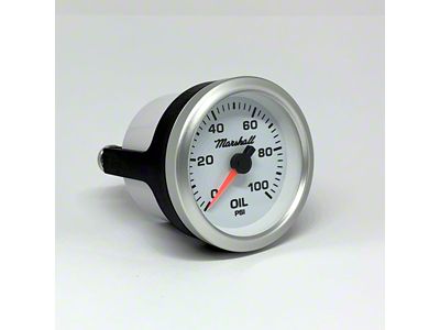 Marshall Instruments SCX White Dial 2-1/16-Inch Oil Pressure Gauge; 0-100 PSI; Silver Aluminum Bezel (Universal; Some Adaptation May Be Required)