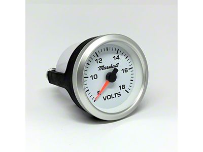 Marshall Instruments SCX White Dial 2-1/16-Inch Volt Gauge; 8-18V; Silver Aluminum Bezel (Universal; Some Adaptation May Be Required)