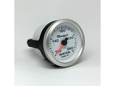 Marshall Instruments SCX White Dial 2-1/16-Inch Water Temperature Gauge; 100-260 Fahrenheit; Silver Aluminum Bezel (Universal; Some Adaptation May Be Required)