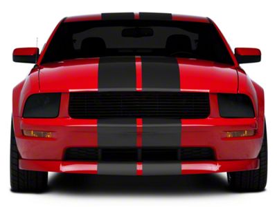 SEC10 GT500 Style Stripes; Matte Black; 10-Inch (05-14 Mustang)