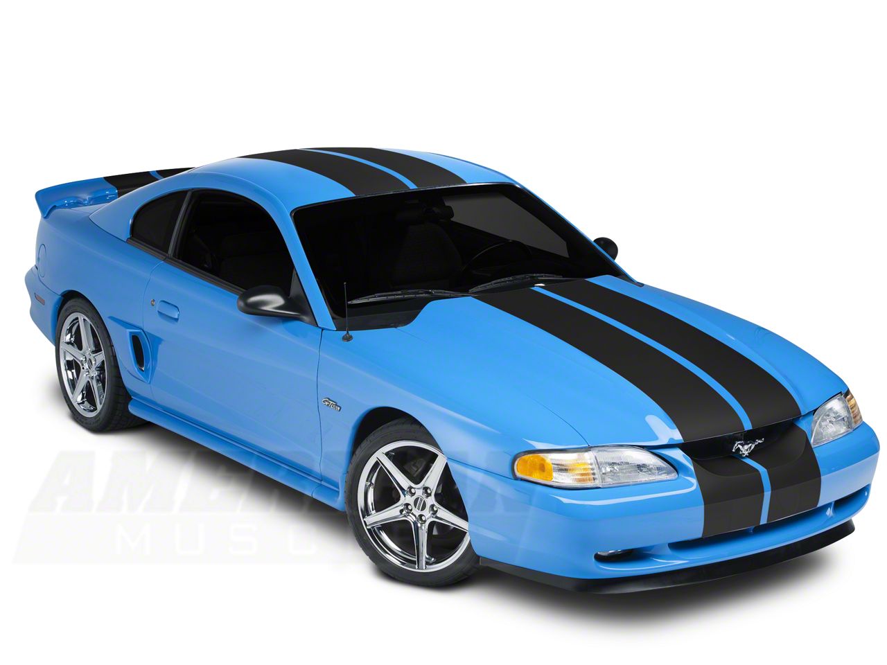 SEC10 Mustang GT500 Style Stripes; Matte Black; 10-Inch