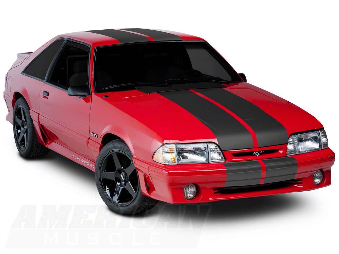 SEC10 Mustang Lemans Stripes; Matte Black; 12-Inch 26202G79 (79-93