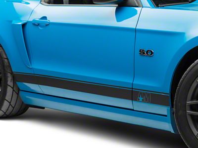 SEC10 Rocker Stripes with AM Logo; Matte Black (05-14 Mustang)