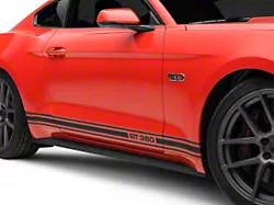SEC10 Rocker Stripes with GT350 Logo; Matte Black (15-23 Mustang)