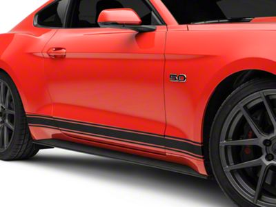 SEC10 Rocker Stripes; Matte Black (15-23 Mustang)