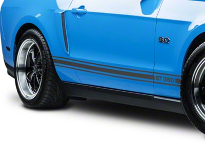 SEC10 Rocker Stripes with GT350 Logo; Matte Black (05-14 Mustang)