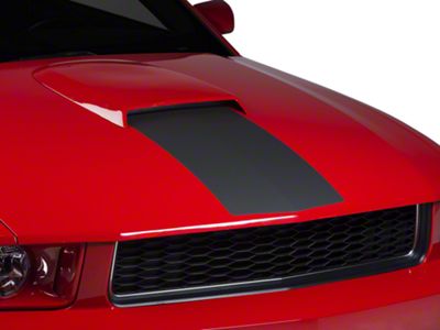 SEC10 Hood Stripe; Matte Black (05-09 Mustang GT, V6)